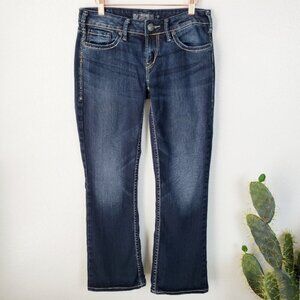 Silver Jeans Aiko Bootcut Western Embroidered Denim size 29 Dark Wash Boho